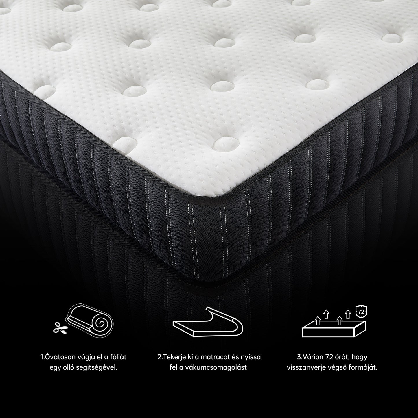 Comfort Line 23 cm Kétoldalas antiallergén táskarugós matrac ,steppelt huzattal H4 kemény matrac | Sincere