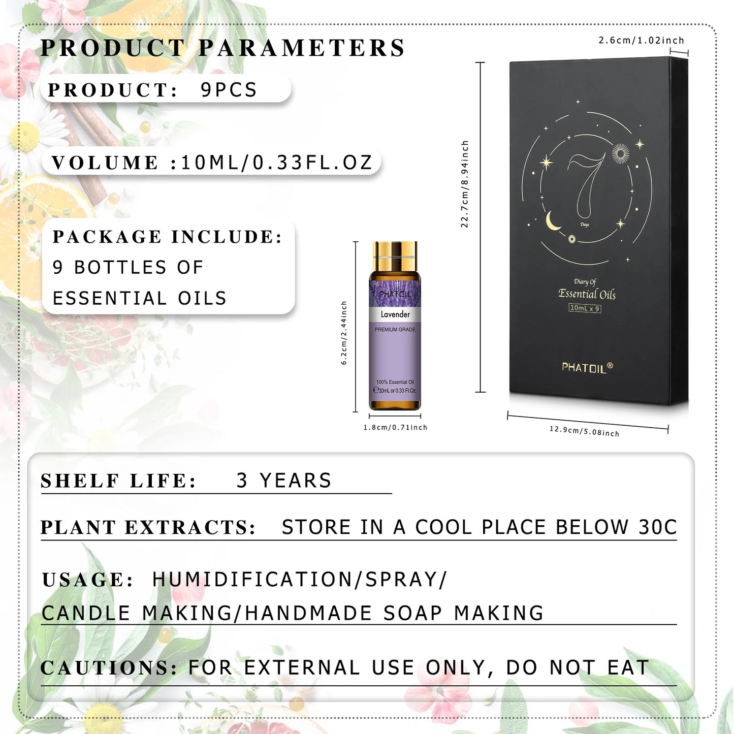 Diary Of Essential Oils Set 9Pcs x 10ML Gift Box