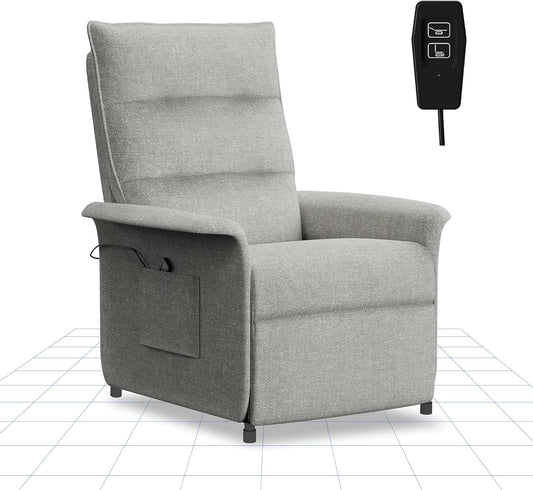 Elektromos TV-fotel Állítható Háttámlával – Sötétszürke Kényelmi fotel kartámasszal, szövetkárpittal, dönthető háttámlával 105° és 155° között