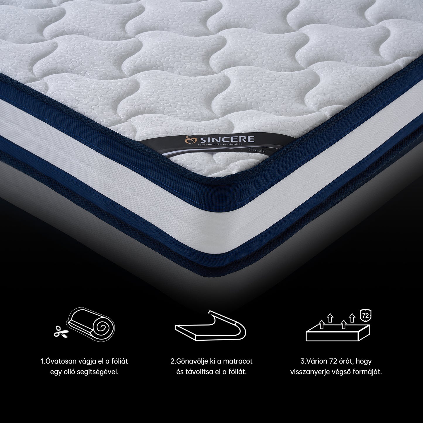 Comfort-Aurora-PLUS 20cm ortopéd,antiallergén H3 közepesen kemény táskarugós matrac | Sincere