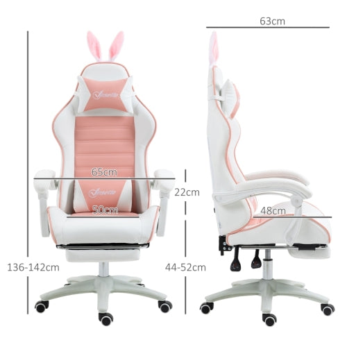 DreamyPink Gamer szék lábtartóval - Rózsaszín | Sincere