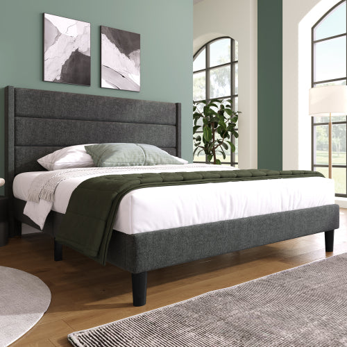 Elegante bársonyos minimalista Ágykeret párnázott fejvéggel, ágyráccsal | Sincere