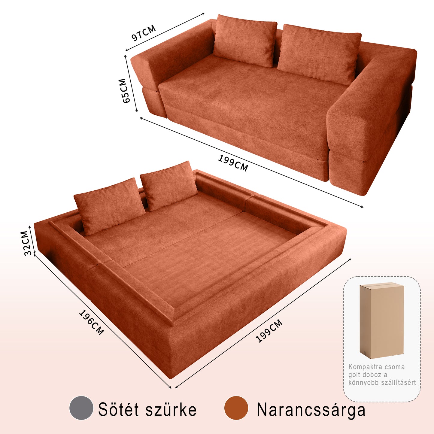 Zandea 3 funkciós összecsukható kanapé – zsenília huzattal | Sincere