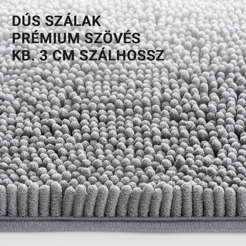 Zsenília fürdőszobai szőnyeg – csúszásmentes, vízfelszívó lábtörlő, 3 cm szálhossz