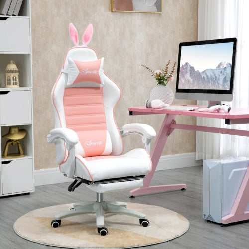 DreamyPink Gamer szék lábtartóval - Rózsaszín | Sincere