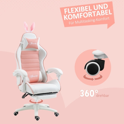 DreamyPink Gamer szék lábtartóval - Rózsaszín | Sincere