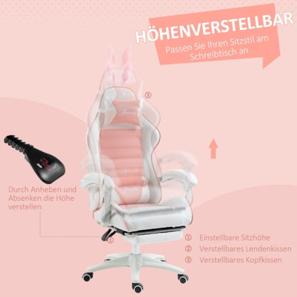 DreamyPink Gamer szék lábtartóval - Rózsaszín | Sincere