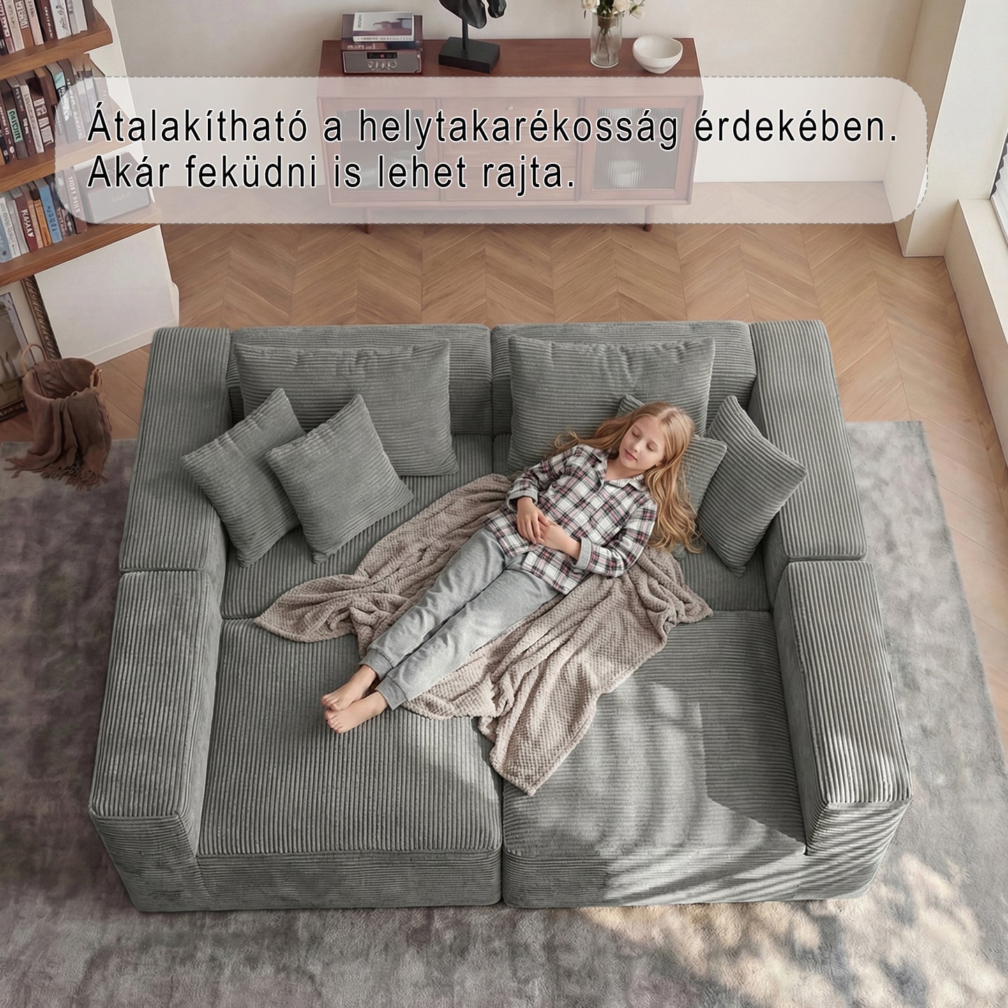 Cordelia sarokkanapé ággyá alakítható  fekvőrésszel – kordbársony huzattal | Sincere