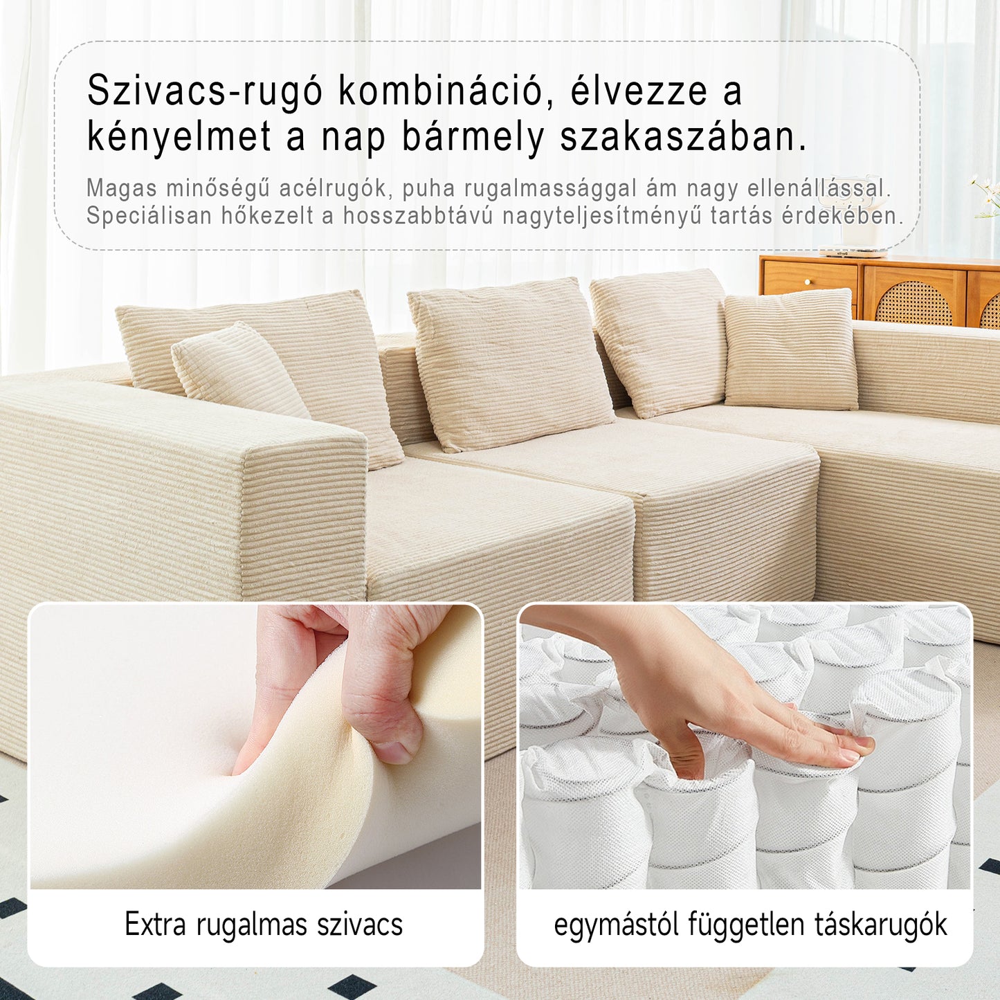 Cordelia sarokkanapé ággyá alakítható  fekvőrésszel – kordbársony huzattal | Sincere