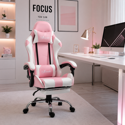 CyberQueen - Nascar stílusú Gamer szék nyak- derék  és lábtámasszal | Sincere