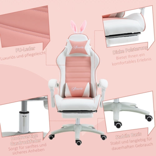 DreamyPink Gamer szék lábtartóval - Rózsaszín | Sincere