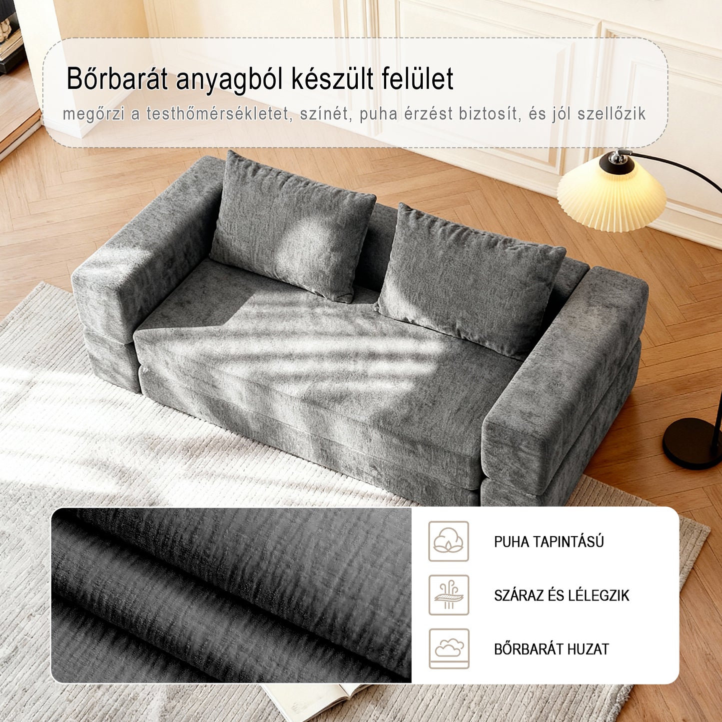 Zandea 3 funkciós összecsukható kanapé – zsenília huzattal | Sincere