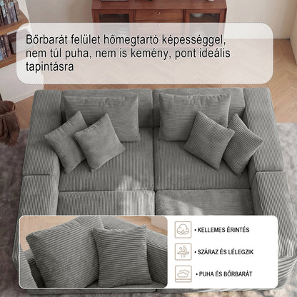 Cordelia sarokkanapé ággyá alakítható  fekvőrésszel – kordbársony huzattal | Sincere