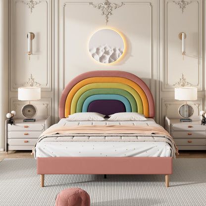 Iris kárpitozott ágy, fa lamellákkal és fémvázzal | Sincere