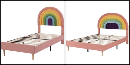 Iris kárpitozott ágy, fa lamellákkal és fémvázzal | Sincere