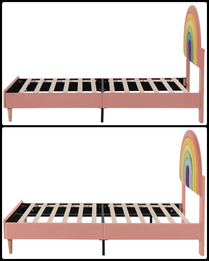 Iris kárpitozott ágy, fa lamellákkal és fémvázzal | Sincere
