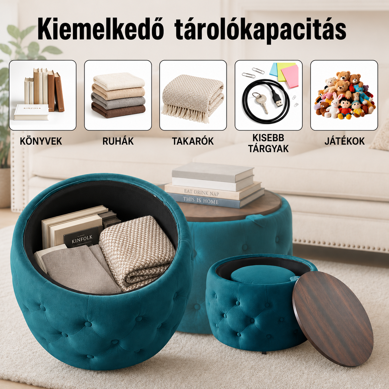 PRESTIGE 4 az 1-ben Prémium Puffasztal Szett | Sincere