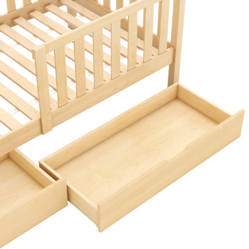 Junior SkandiHáz – tömör fenyő házikó ágy fiókokkal | Sincere