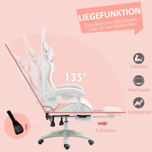 DreamyPink Gamer szék lábtartóval - Rózsaszín | Sincere