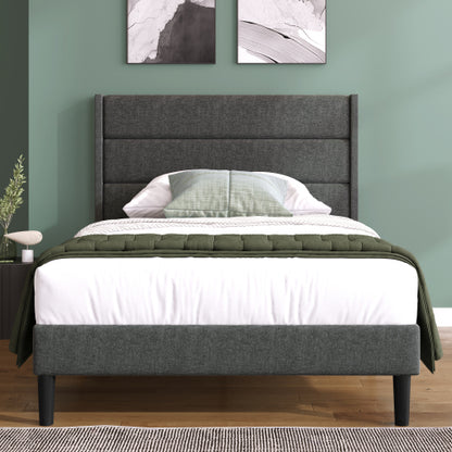 Elegante bársonyos minimalista Ágykeret párnázott fejvéggel, ágyráccsal | Sincere