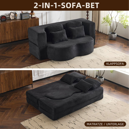 Queen plüss futon kanapéágy, nagy sűrűségű habbal, módosítható kialakítással | Sincere