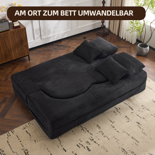 Queen plüss futon kanapéágy, nagy sűrűségű habbal, módosítható kialakítással | Sincere