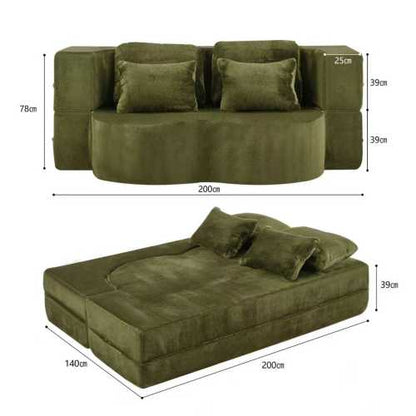 Queen plüss futon kanapéágy, nagy sűrűségű habbal, módosítható kialakítással | Sincere